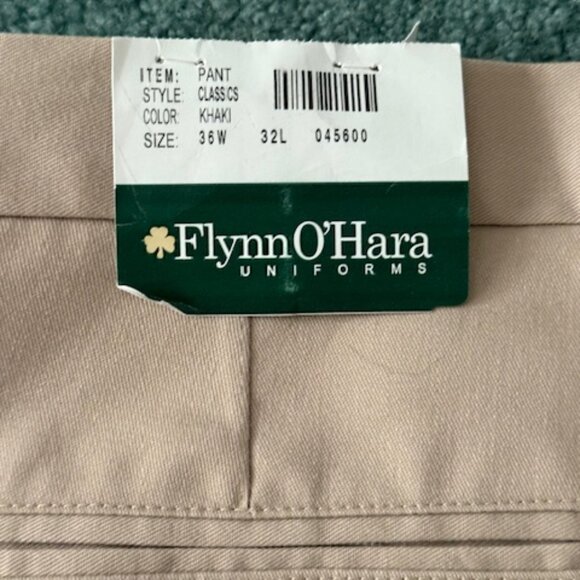 NWT Flynn O'Hara Uniforms Mens Classics Relaxed Fit Khaki Pants - 36W x 32L - Picture 1 of 6
